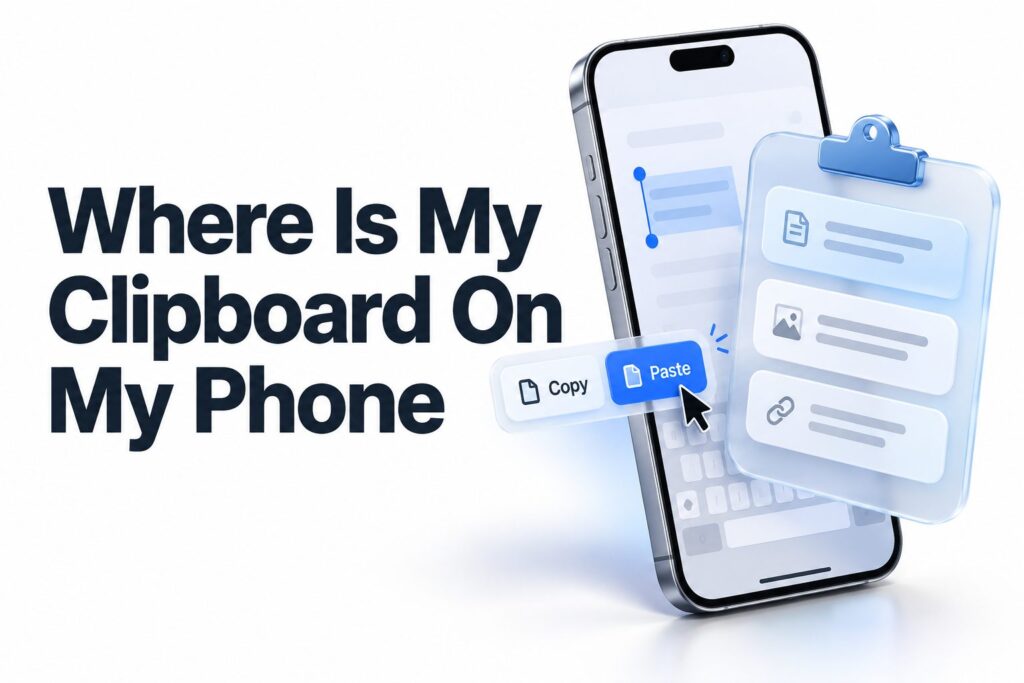 Smartphone keyboard showing the clipboard menu